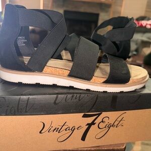 Vintage 7 Eight Black Women's Sandals Size 9